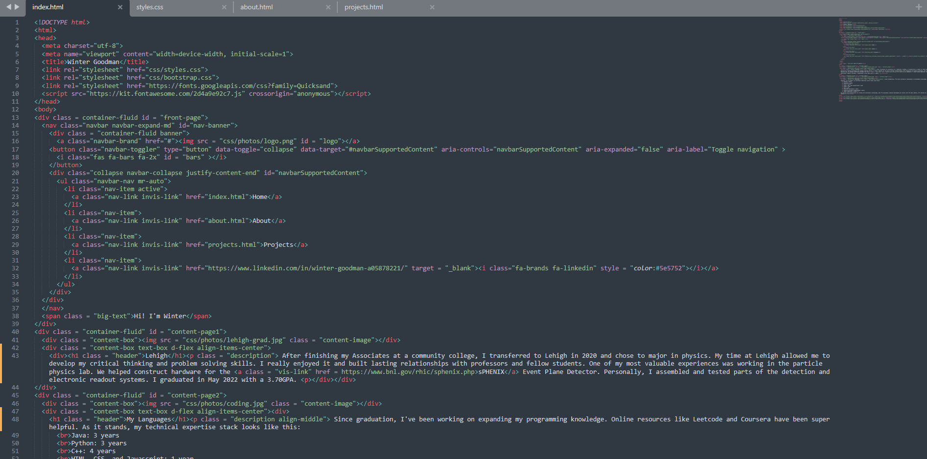 HTML code snippet